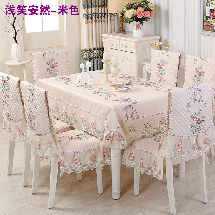 Ghế ăn đệm đặt đệm pad tựa lưng bàn ăn vải vải nhà bốn mùa đơn giản hình chữ nhật vải ghế phổ quát khăn trải bàn tròn tiệc cưới