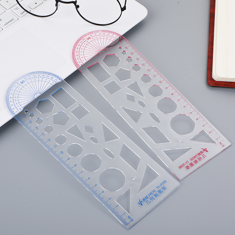 Student geometric drawing board Drawing tools Multi-function ruler Design ruler Geometric graphics template Ruler Drawing ruler Ruler ruler