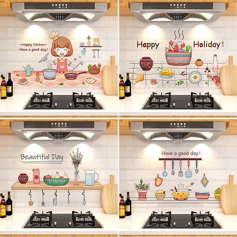 Kitchen anti-oil sticker waterproof and high temperature resistant overall cupboard hearth with wall tiles Home renovated Self-adhesive transparent wall sticker