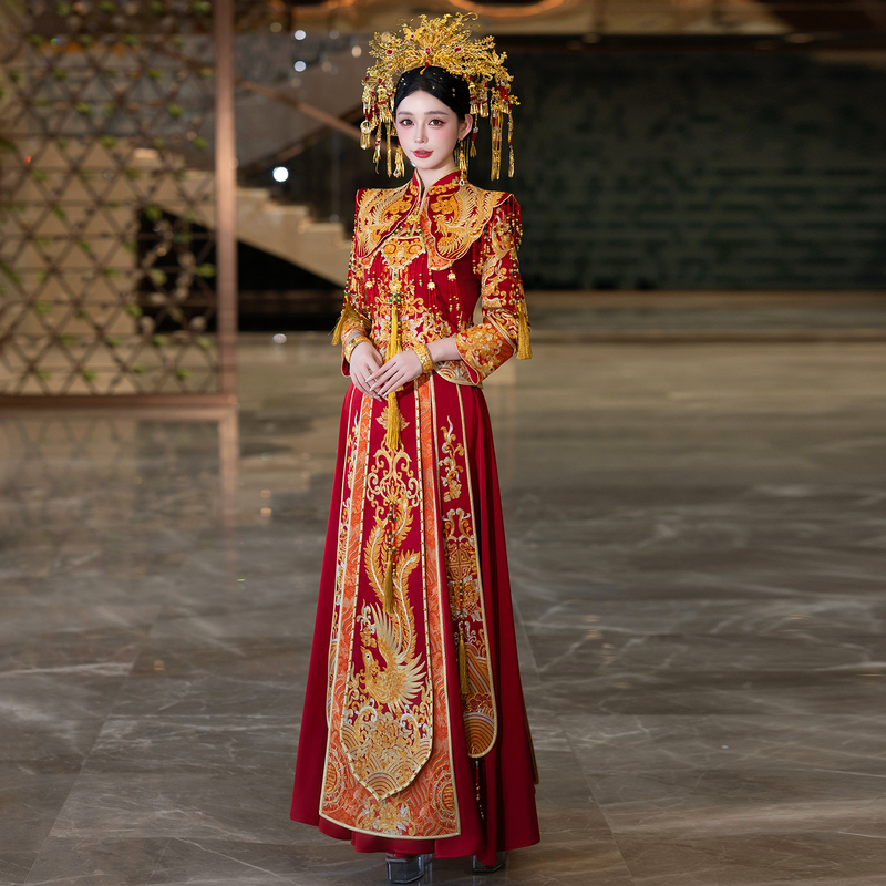 Xiuhe Suit New Chinese-Style Wedding Dress 2026 New Model for Small Brides, Wedding Attire, Dragon and Phoenix Gown Xiuhe Suit New Chinese-Style Wedding Dress 2026 New Model for Small Brides, Wedding Attire, Dragon and Phoenix Gown