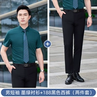 Зеленая черная рубашка, штаны, короткий рукав