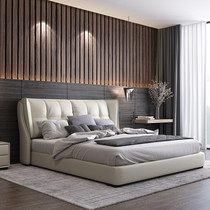 The Nordic zhen leather bed light luxury modern minimalist 1 8 meters wood double storage pouch small Apartment 1 5 master nuptial bed