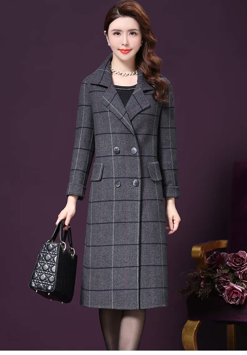 Wang Xiaoya 2018 mùa thu và mùa đông áo len cashmere hai mặt nữ dài phần lỏng lẻo áo len mẹ trung niên áo phao nữ dáng ngắn hàn quốc