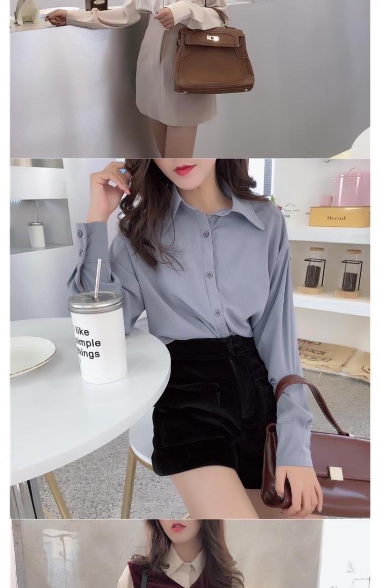 Áo sơ mi tay dài nữ lười gió 2019 xuân hè mới retro áo phông sang trọng đậm chất Hàn Quốc mang phong cách Hồng Kông các kiểu áo sơ mi đẹp