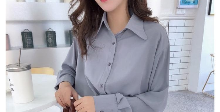 Áo sơ mi tay dài nữ lười gió 2019 xuân hè mới retro áo phông sang trọng đậm chất Hàn Quốc mang phong cách Hồng Kông các kiểu áo sơ mi đẹp
