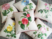 Modern American rose embroidery cotton linen fabric pillow cushion cover living room sofa car custom gift