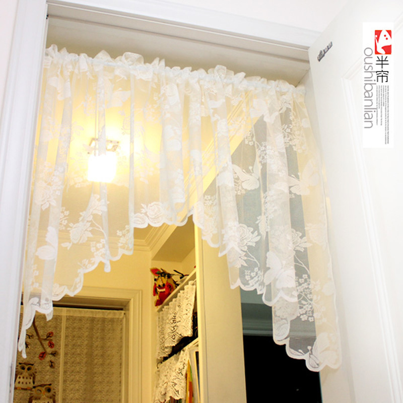 French-Style High-End Lace Mosquito Net Door Curtain Half Curtain Window Screen Partition for Home Bedroom Kitchen Bathroom Butterfly Decoration
