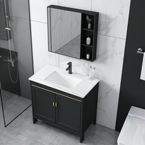 Light luxury Rock board bathroom cabinet combination floor-standing wash basin integrated washbasin modern simple toilet wash table