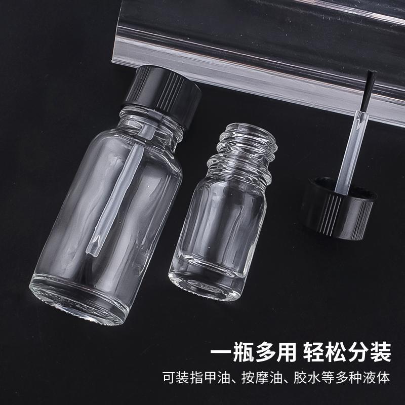 Transparent Brush Bottle Essential Oil Glass Bottle 30ml Glass Nail Polish Bottle Essential Oil Dispensing Bottle with Brush Essential Oil Bottle