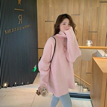 2021 Autumn New Korean version of large size womens high sense age reduction wide pregnant womens loose knitted sweater dress