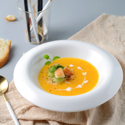 Western-Style Household Pure White Ceramic Round Soup Plate, Soup Bowl, Salad Bowl, Dessert Bowl, Fruit Bowl, Soup Bowl