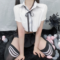 Sexy jk student uniform skirt set extreme temptation white shirt college style short skirt role-playing teacher Secretary