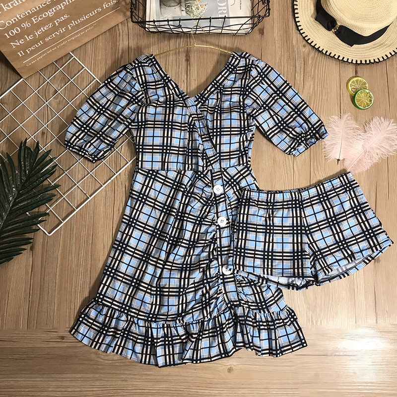 Skinny swimsuit conservative two-piece belly covering South Korea's new small chest gathered to soak in hot springs ins wind plaid swimsuit women