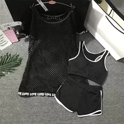 Korean swimsuit female two-piece conservative three-piece sports student hipster girl flat corner slim hot spring swimsuit