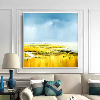 Significant hand-painted oil painting golden wheat field porch Nordic decorative painting corridor living room background wall modern hanging painting mural