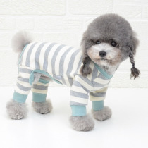 Dogs dust-proof clothes four-legged long legs spring and autumn thin strips of pure cotton striped dog supplies Pets cool and dirty bag belly men and women