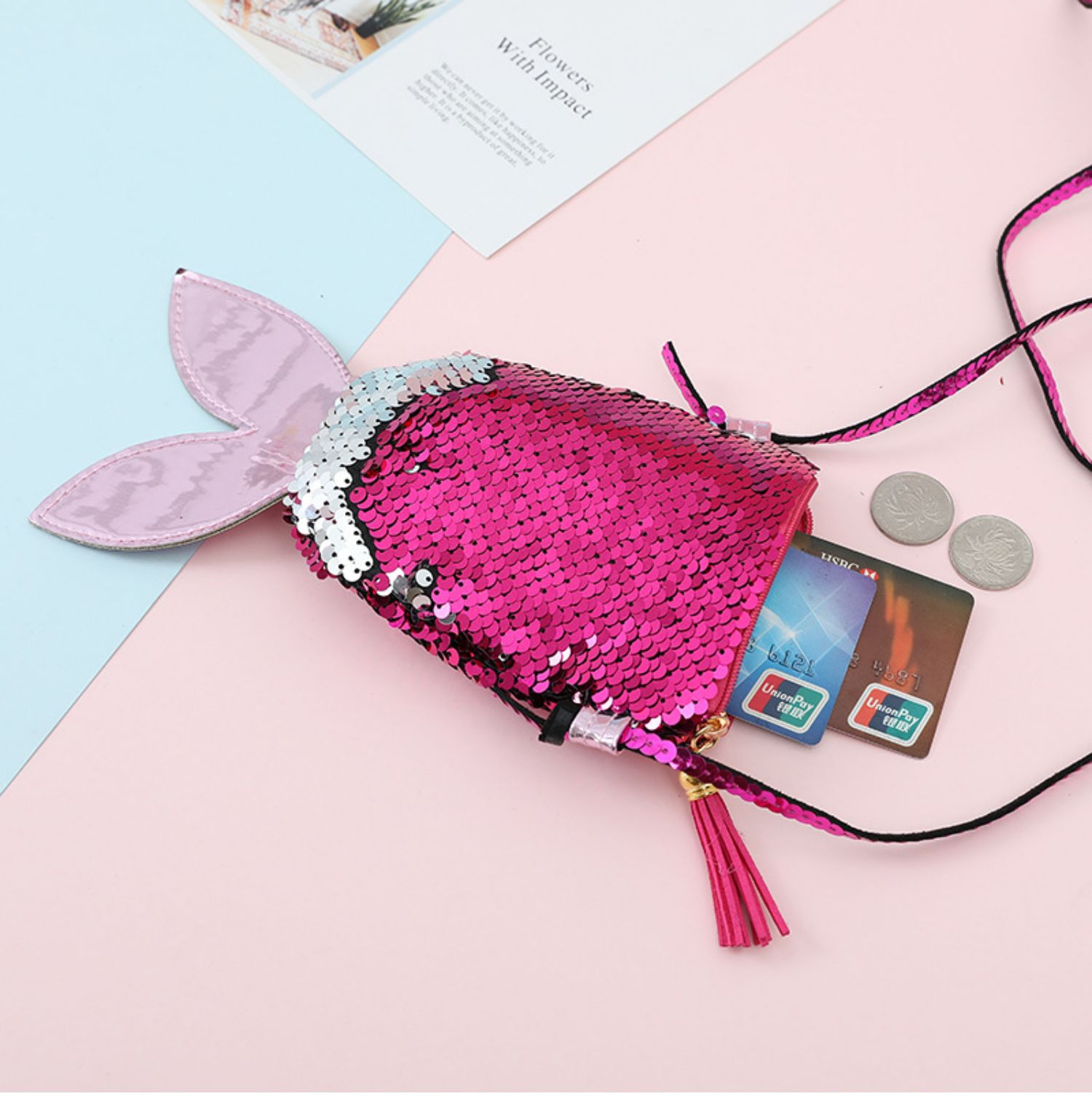 Nàng tiên cá túi Messenger túi sequin gió thời trang ví nữ Túi Messenger dễ thương quà tặng trẻ em thủy triều - Túi bé / Ba lô / Hành lý cặp sách cho bé tiểu học