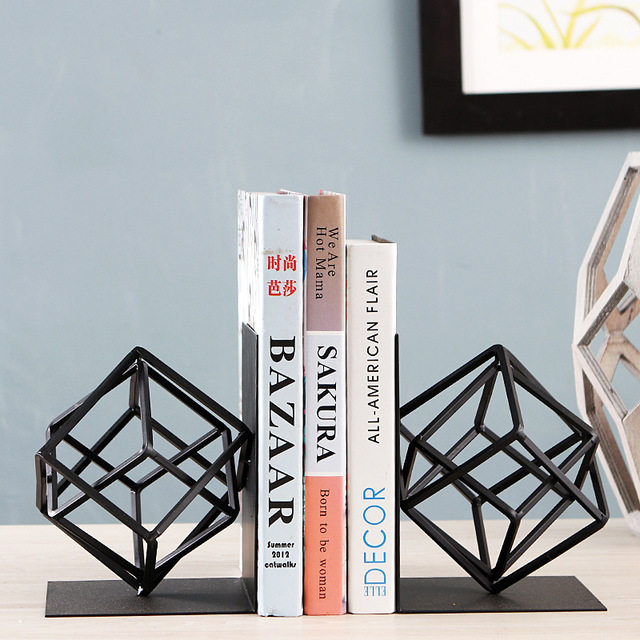 Nordic living room creative geometric desktop bookshelf bookend bookend office study wine cabinet home decoration decoration