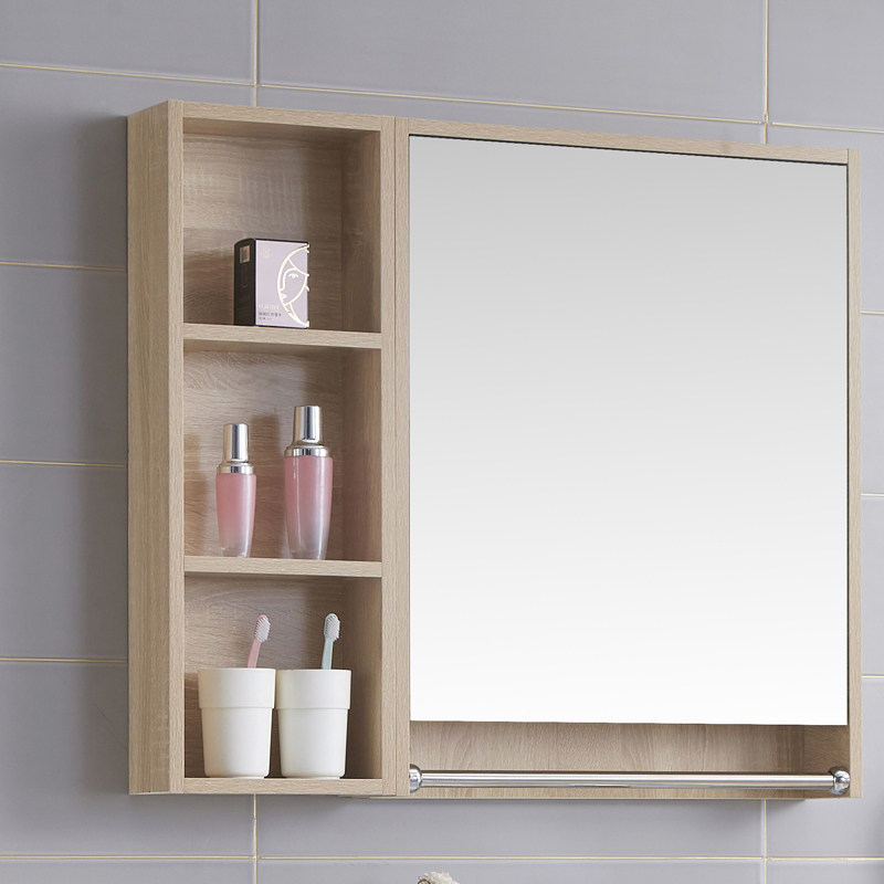 Nordic solid wood bathroom mirror cabinet toilet wall-mounted smart mirror box Separate vanity mirror mirror with shelf
