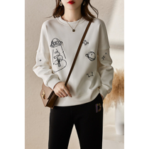 Comfortable Free Style Contrast Star Dream Embroidery Comfortable Crewneck Solid Color Turtleneck Wear ELWY46102