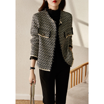 Trendy fluivos wool-side temperament elegant wool gold silvery bright sheet braided small fragrant short coat ELWT45846