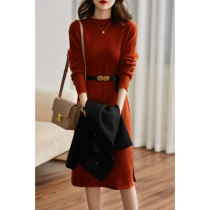Warm Sense Natural Velvet Warm Fall Winter Wool Cashmere Knitted Dress EGZQ47155
