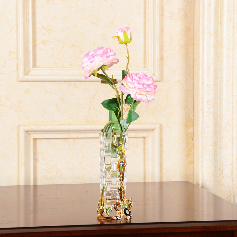 Robbie Rodin crystal glass enamel color peace auspicious flower vase table study home decoration ornaments