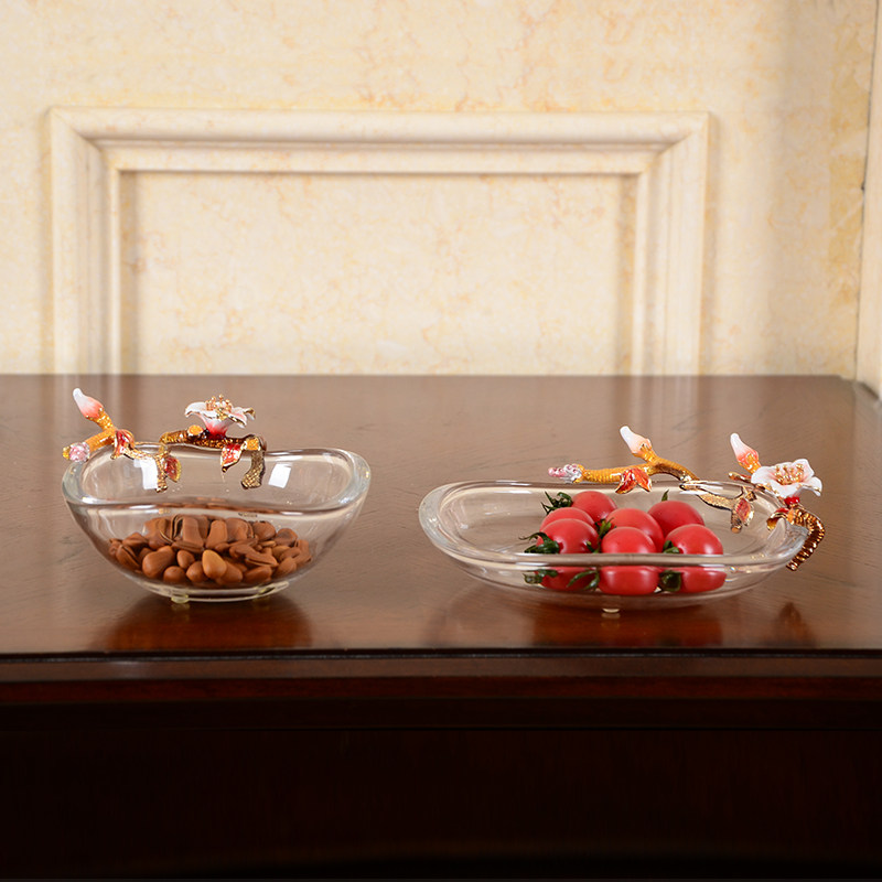 Crystal glass enamel colour small dry fruit pan New Central Europe US-Japan style net red home living room creative pendulum
