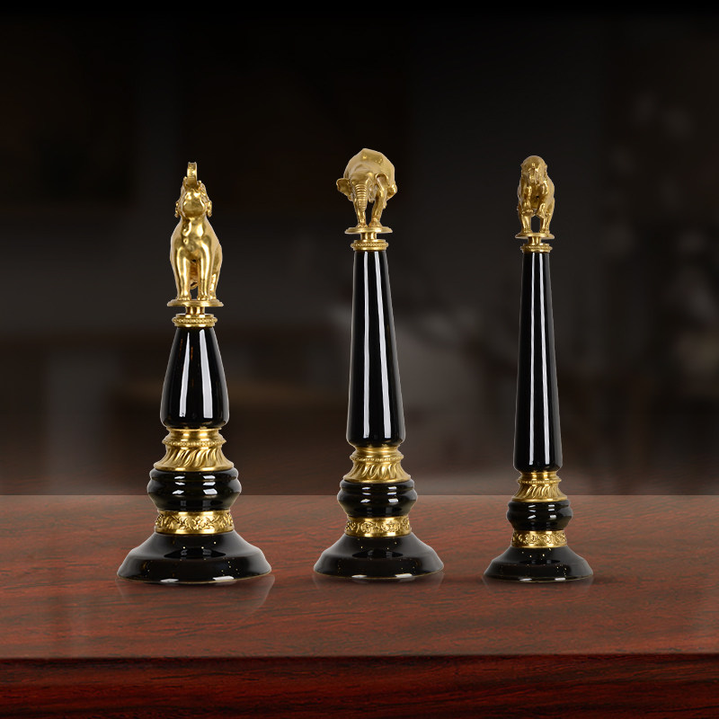 Eurostyle bronze fit ceramic elephants high jump pile swing pieces Living room Merchants Feng Shui Elephant creative Home Decorative Goods Furnishing