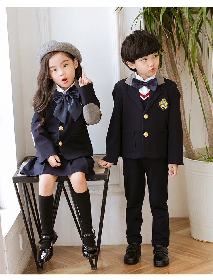 Bộ đồng phục trẻ em phong cách Anh bộ bé trai và bé gái bộ váy nhỏ mùa thu đồng phục trường tiểu học và trung học mới quần áo trẻ em