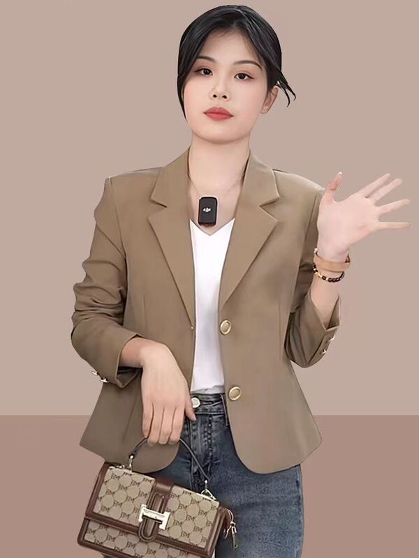 Elegant Short Blazer for Women, Spring and Autumn Thin Style, 2024 New Women's Korean Fashion Slim Fit Small Suit Jacket