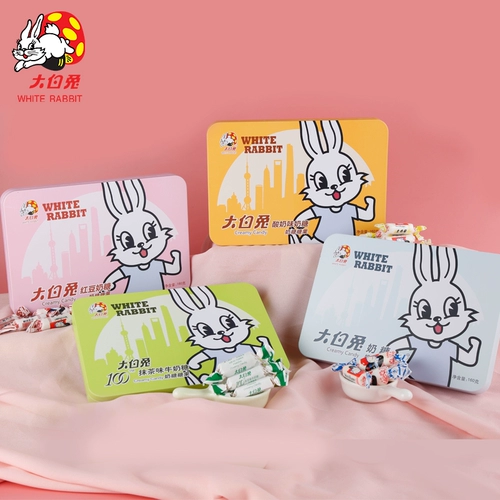 大白兔 Мультяшная матча, жестяная коробка, 160г, ностальгия