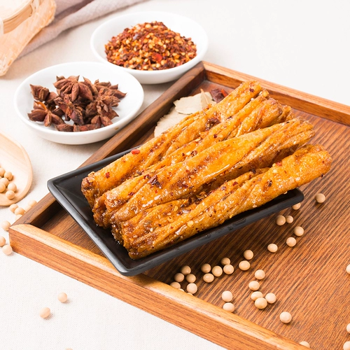 傻小子 Рулет из сладкой фасоли, 250 г, сушеный тофу с кожей, барбекю, острые, пряные чипсы, повседневные закуски, острые закуски