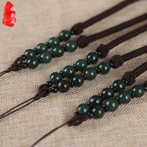 Upscale jade ware Yupei emerald handlebar piece rope coarse rope text to play pendant rope to hand-hand woven rope hyacinth by hand