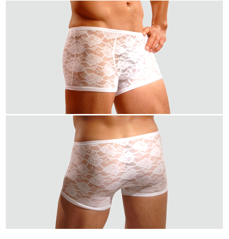 Vibrant Dragon Quần lót ren nam Túi xách nam trong suốt Quần short lưới Boxer Quần short phối cảnh mỏng Đồ lót gợi cảm sip cotton cao cấp