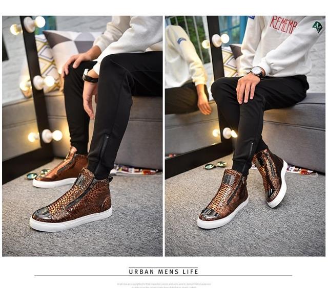Câu lạc bộ đêm nam mùa đông Giày nam tạo mẫu tóc cao Phiên bản Hàn Quốc của xu hướng giày nam giản dị cá tính Giày da rắn hoang dã mua giày thể thao