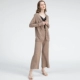Enrini 2020 mới dệt kim hai mảnh áo len nữ lười biếng đan len rộng chân - Áo len cổ chữ V