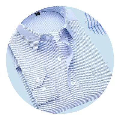 Lanben autumn thin long sleeve shirt men business professional dress-free ironing purple stripe dad dress casual middle-aged