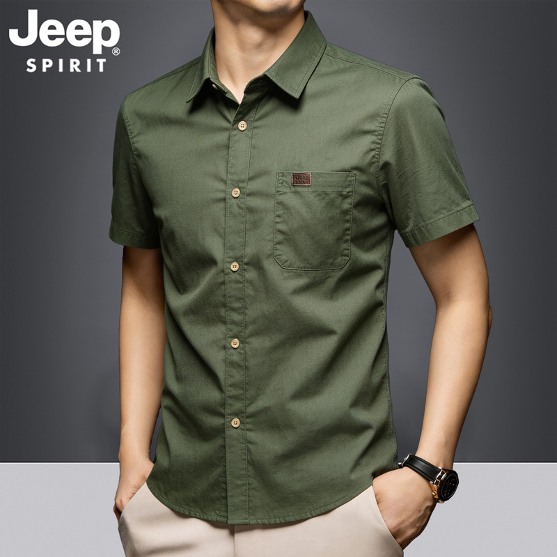 Jeep Jeep Summer Short-Sleeved Shirt for Men 2026 New Casual Half-Sleeved Work Shirt Large Size Trendy Shirt