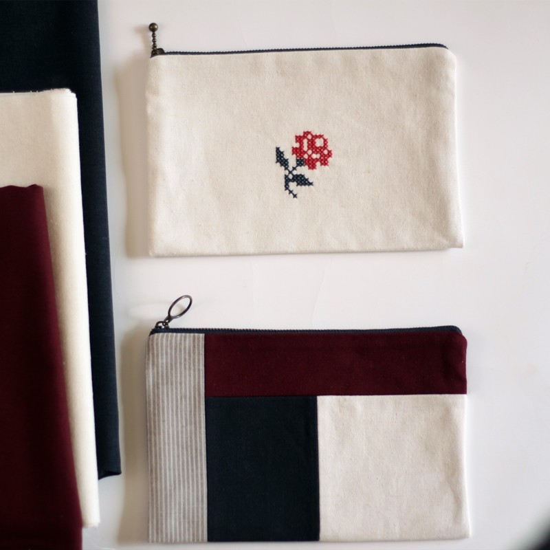 Minimalist Miscellaneous Cosmetic Containing Bag Portable ADVANCED FEEL ZIPPER WRAP Makeup Bag Handbags Pure Colors-Taobao