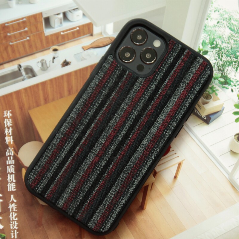 Original handmade minimalist striped male and female lovers of cloth art mobile phone shell suitable for Apple 12pro11 Huawei-Taobao