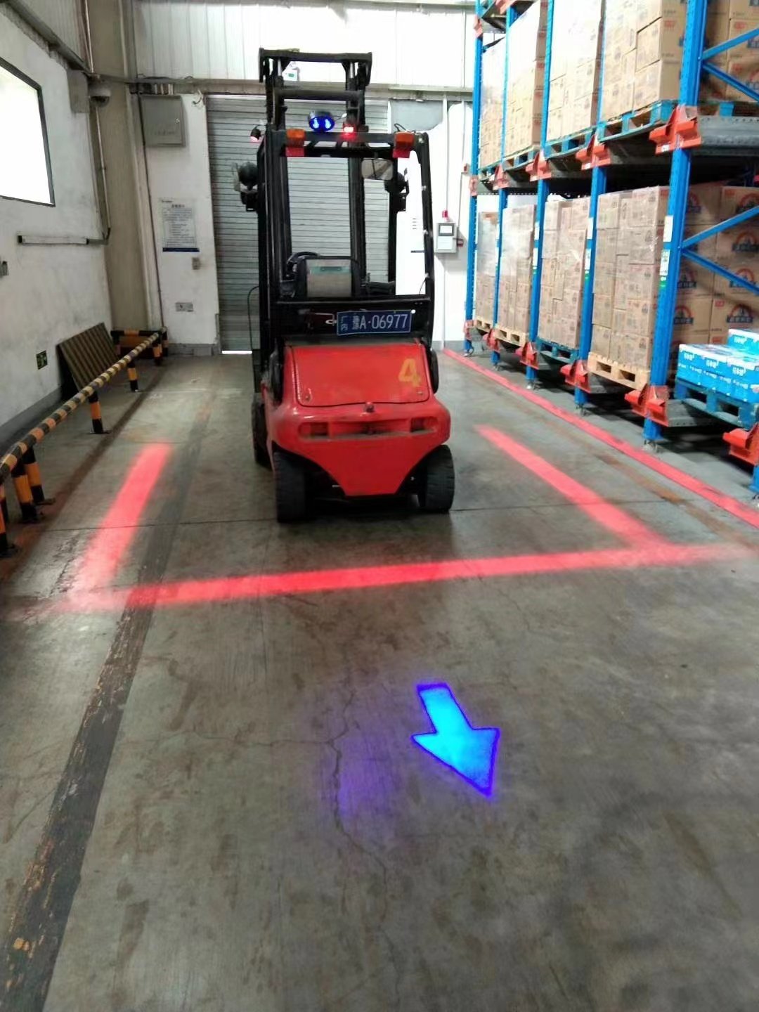 Forklift Warning Boundary Width Safety Area One-Word Red and Blue Linear Limit Laser Reversing Range Spotlight Led