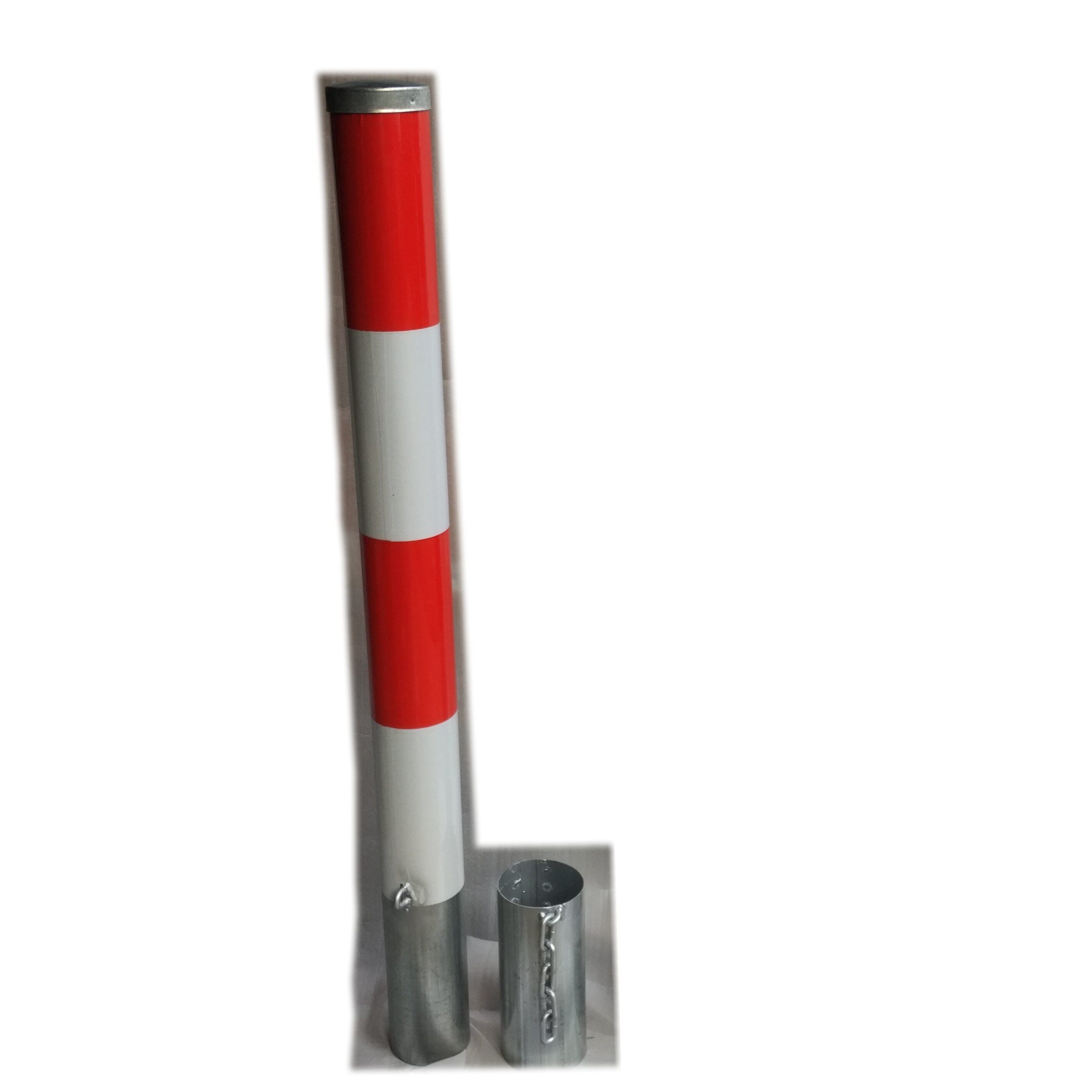 Pre-embedded event warning column iron galvanized red white warning column 90 pipe diameter 1 m high