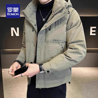 Luo meng-chaqueta de plumón con cuello levantado para hombre, ropa de trabajo con estampado informal, gruesa y cálida, a prueba de frío, a la moda