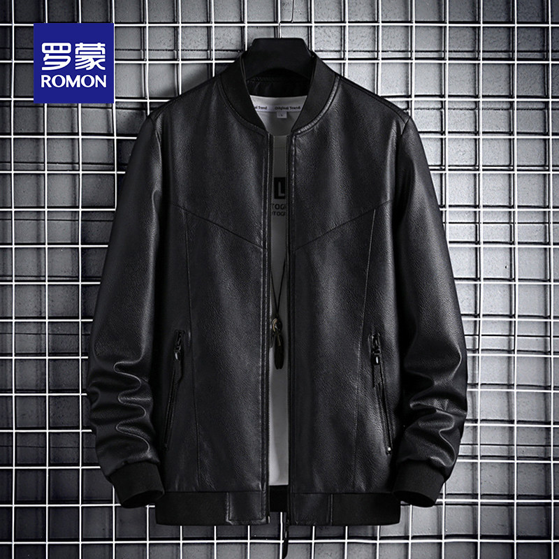 Мужская весенне-осенняя кожаная куртка Romon leather tide, бренд Ruffian, красивая мотоциклетная куртка, кожаная куртка с бейсбольным воротником, мужская куртка 2024 года, новый стиль