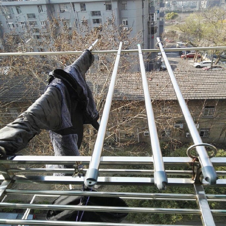 Outer balcony thickened clothes bar clothes drying Rod non-perforated clothes hanging clothes rod telescopic rod retractable locking Japanese-style clothes rod