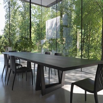 Industrial wind solid wood conference table long table simple modern large long table black desk reception negotiation table