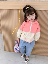 Girls Jacket Spring and Autumn 2020 New Cardigan Childrens Fashion Color Patchy Korean version of foreign-style female baby autumn coat