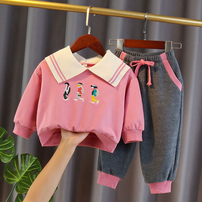 Girls ' autumn clothing new Korean version of the baby Ocean school two-piece set Children's sports long-sleeved cute net red suit spring and autumn
