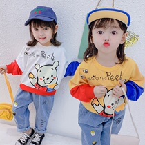 Girls autumn suits childrens foreign atmosphere one-year-old baby clothes girls spring and autumn Korean baby Princess tide